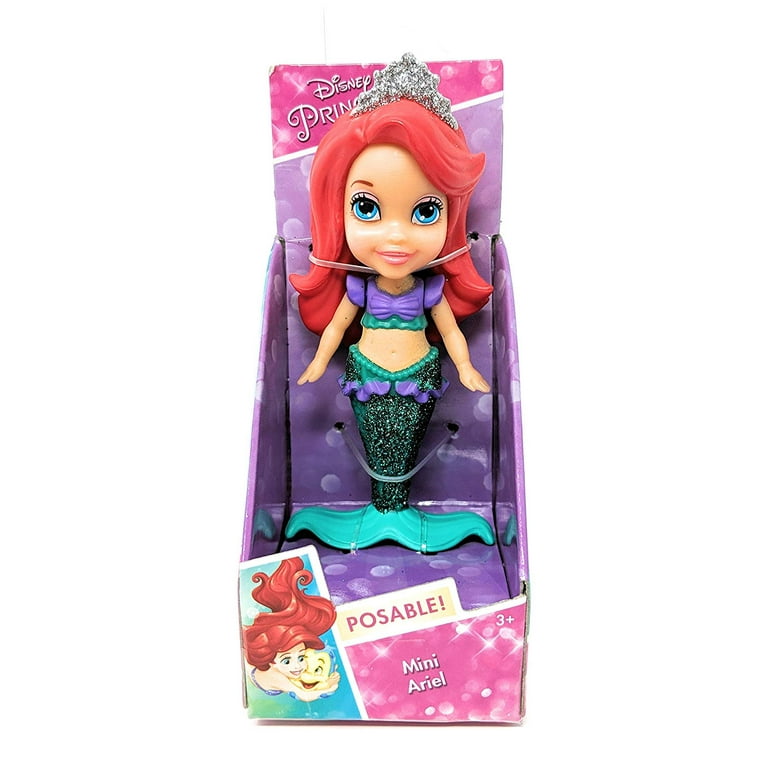 Disney Princess Mini Inch Ariel Mermaid Doll with Gold Glitter