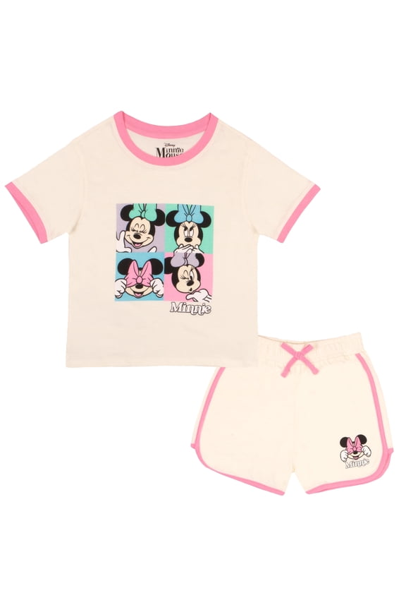 Minnie Mouse Girls Short Sets Shirt and Shorts Set Girl Outfits for Toddler and Kids Clothes (Sizes 3T-16)