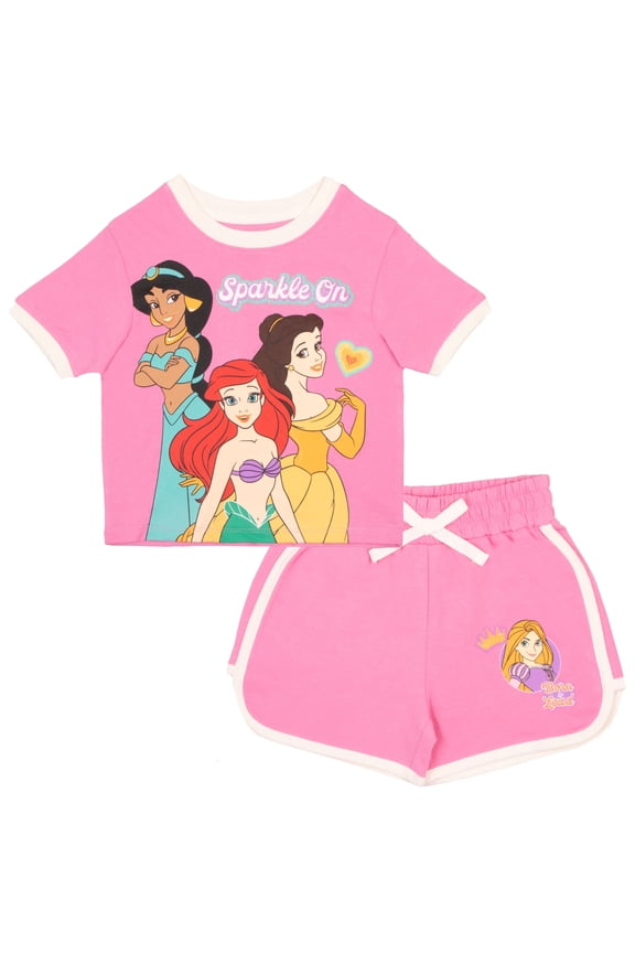 Princess Girls Short Sets Shirt and Shorts Set Girl Outfits for Toddler and Kids Clothes (Sizes 3T-16)