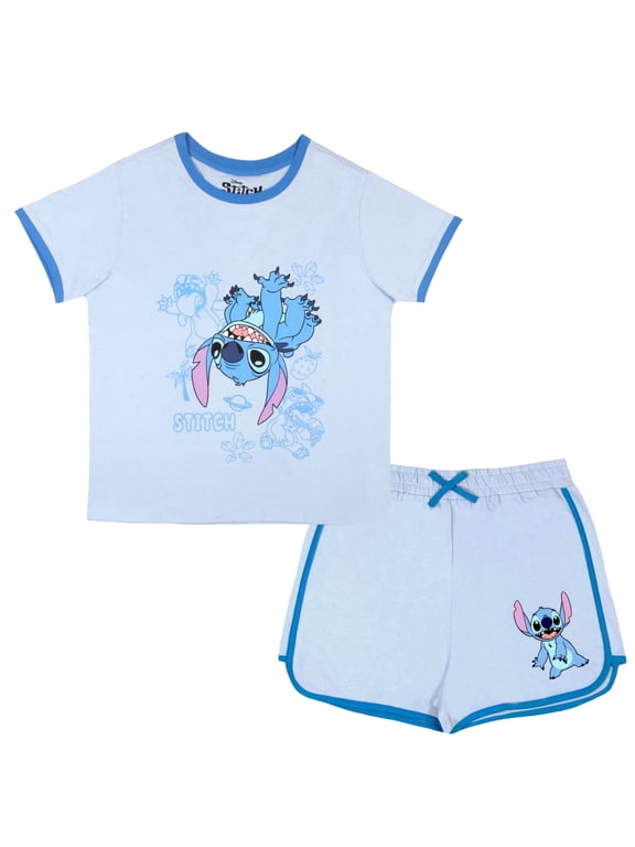 Lilo & Stitch Girls Short Sets Shirt and Shorts Set Girl Outfits for Toddler and Kids Clothes (Sizes 3T-16)