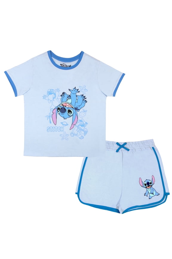 Lilo & Stitch Girls' Short Set, Shirt & Shorts Outfit for Toddlers & Kids, Sizes 3T-16