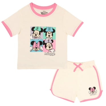 Disney Minnie Mouse Girls Short Sets Shirt and Shorts Set Girl Outfits for Toddler and Kids Clothes (Sizes 3T-16)