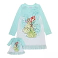 thumbnail image 1 of Disney Princess Mint Green Silky Nightgown and Doll Gown Set, Size 6, 1 of 1