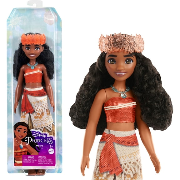 Disney Princess Moana 11 inch Fashion Doll with Brown Hair, Brown Eyes & Hair Accessory, Sparkling Look