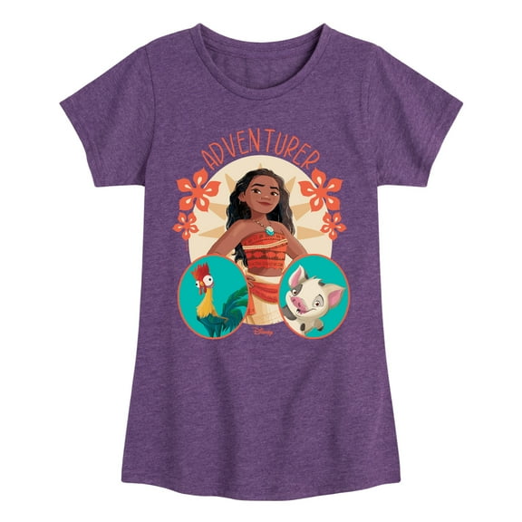 Disney Princess - Moana Adventurer - Girls Fitted Short Sleeve T-Shirt