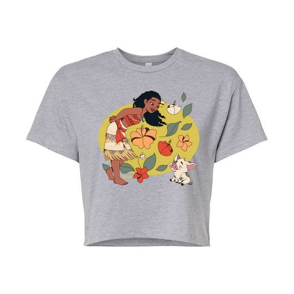 Disney Princess - Moana And Pua - Junior's Cropped T-Shirt