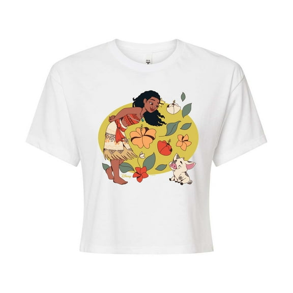 Disney Princess - Moana And Pua - Junior's Cropped T-Shirt