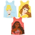 thumbnail image 1 of Disney Princess Moana Belle Cinderella Toddler Girls 3 Pack Tank Tops Infant to Big Kid, 1 of 5