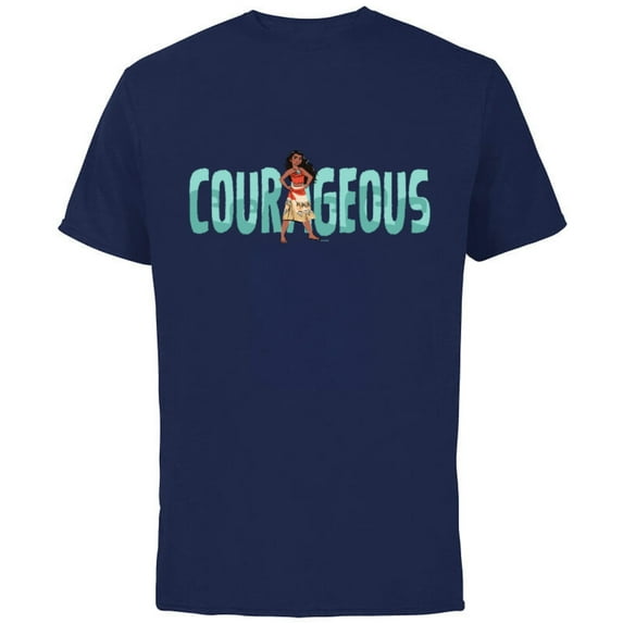 Disney Princess Moana Courageous - Short Sleeve Cotton T-Shirt for Adults - Customized-Navy
