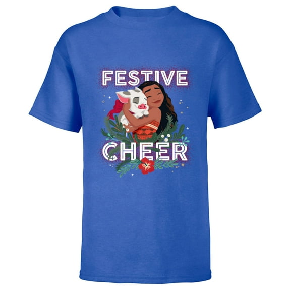 Disney Princess Moana Festive Cheer Holiday Standard - Short Sleeve T-Shirt for Kids – Customized-Royal