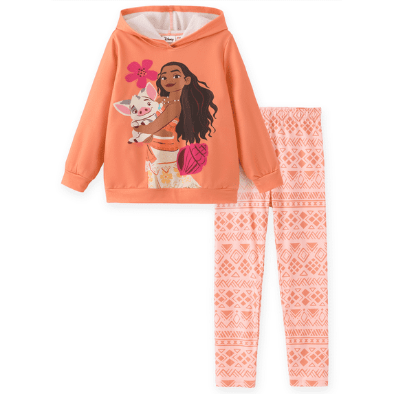 Disney Princess Moana Girls 2 Piece Outfit Graphic Sweatshirt Hoodie and Leggings Set Toddler Kid