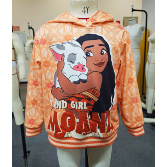 Disney Princess Moana Girls Graphic Sweatshirt Toddler Pullover Hoodie Kids Orange Hooded Top Sizes 2-9Y