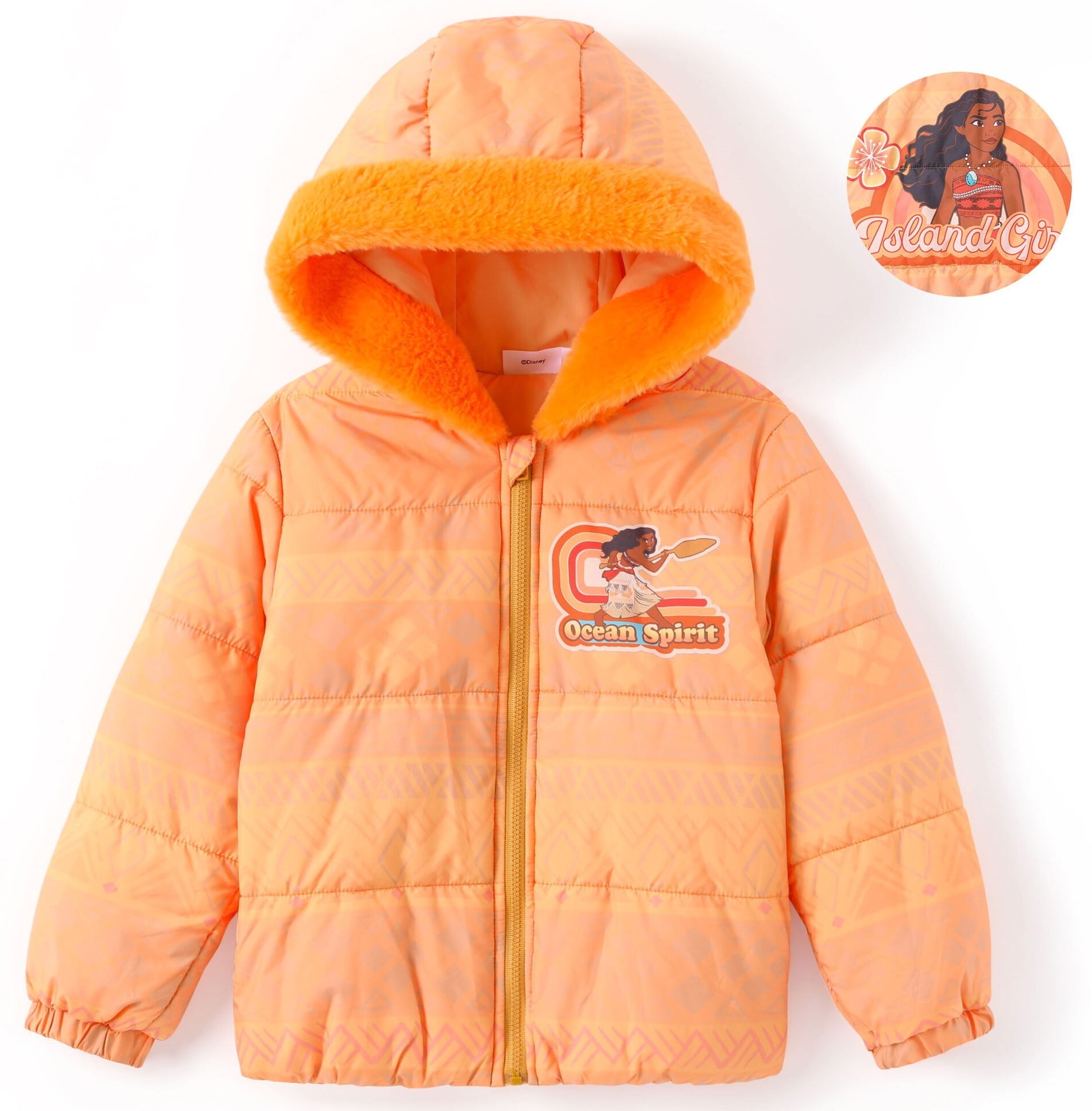 Disney Princess Moana Girls Puffer Jackets Graphic Winter Hoodie