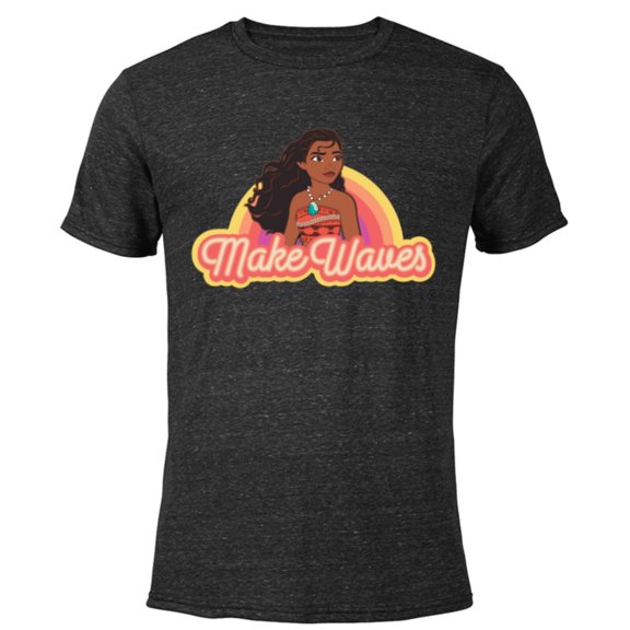 Disney Princess Moana Make Waves Rainbow - Short Sleeve Blended T-Shirt for Adults - Customized-Black