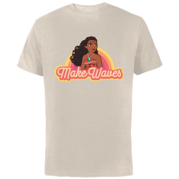 Disney Princess Moana Make Waves Rainbow - Short Sleeve Cotton T-Shirt for Adults - Customized-Natural