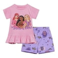 thumbnail image 1 of Disney Princess Moana Rapunzel Ariel Peplum T-Shirt and Twill Shorts Outfit Set Toddler to Big Kid, 1 of 3