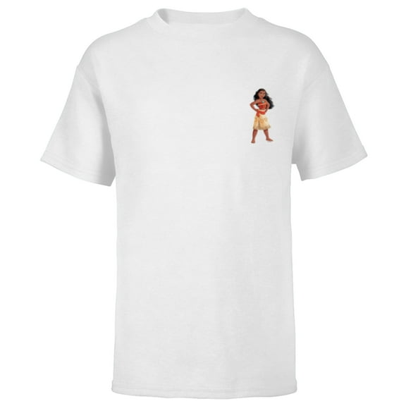 Disney Princess Moana Small Print - Short Sleeve T-Shirt for Kids - Customized-White