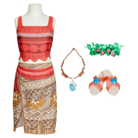 Disney Princess Moana Tiara to Toe Dress up Set, Girls' Costume Includes 5 Pieces