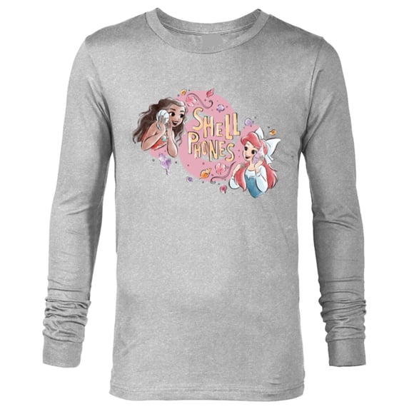 Disney Princess Moana and Ariel Shell Phones - Long Sleeve T-Shirt for Men - Customized-Athletic Heather