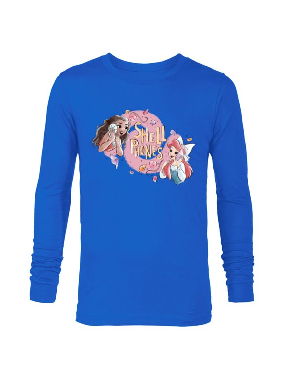 Princess Moana and Ariel Shell Phones - Long Sleeve T-Shirt for Men - Customized-Navy