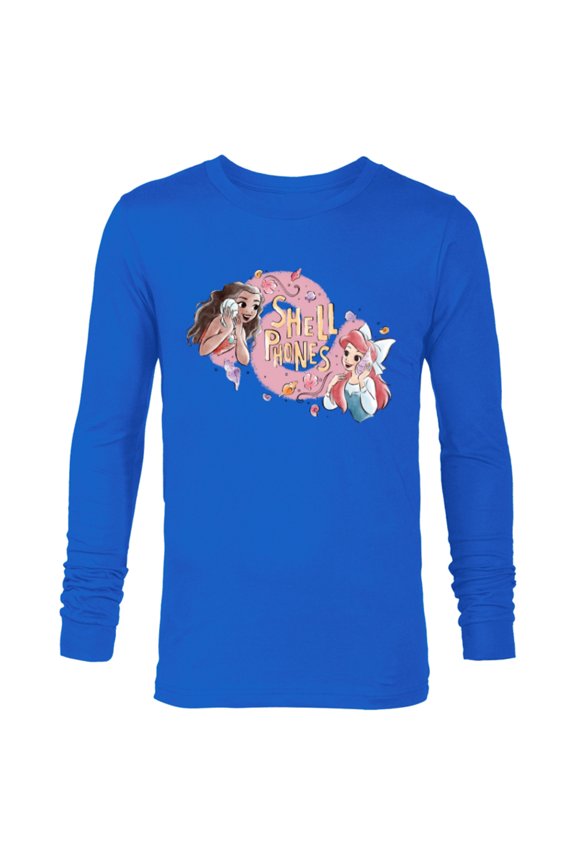 Princess Moana and Ariel Shell Phones - Long Sleeve T-Shirt for Men - Customized-Navy