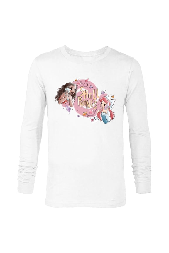 Princess Moana and Ariel Shell Phones - Long Sleeve T-Shirt for Men - Customized-White