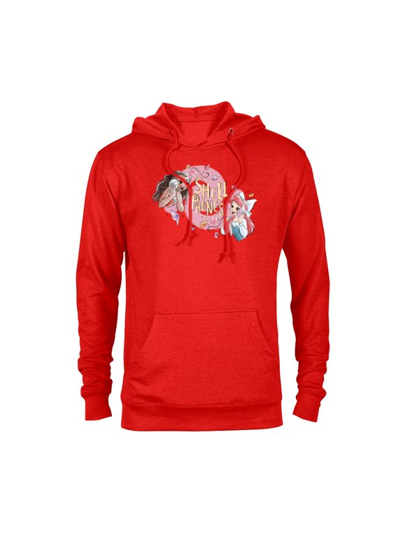 Princess Moana and Ariel Shell Phones - Pullover Hoodie for Adults - Customized-Red