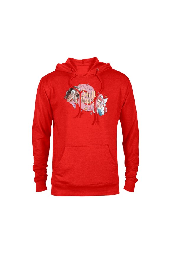 Princess Moana and Ariel Shell Phones - Pullover Hoodie for Adults - Customized-Red