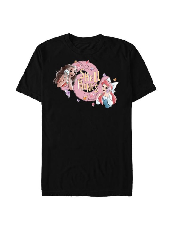 Princess Moana and Ariel Shell Phones - Short Sleeve Blended T-Shirt for Adults - Customized-Black