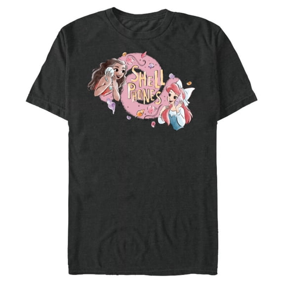 Disney Princess Moana and Ariel Shell Phones - Short Sleeve Blended T-Shirt for Adults - Customized-Dark Heather