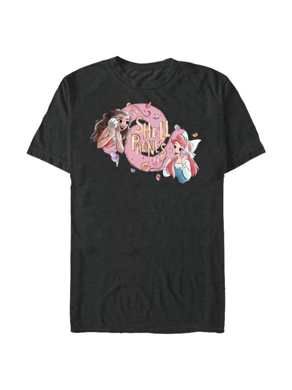 Princess Moana and Ariel Shell Phones - Short Sleeve Blended T-Shirt for Adults - Customized-Dark Heather