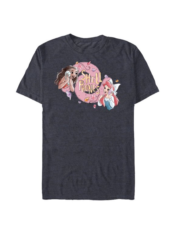 Princess Moana and Ariel Shell Phones - Short Sleeve Blended T-Shirt for Adults - Customized-Navy Heather