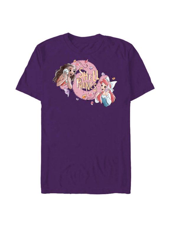 Princess Moana and Ariel Shell Phones - Short Sleeve Blended T-Shirt for Adults - Customized-Purple