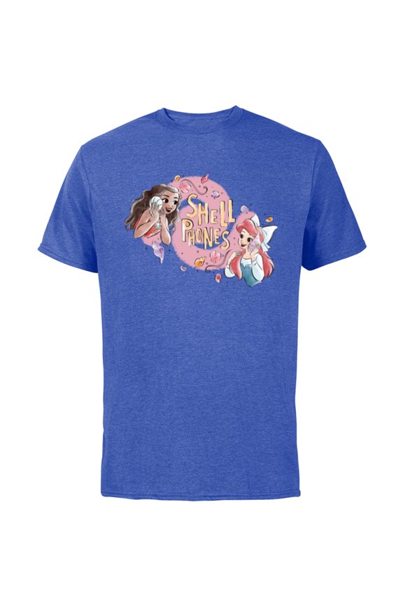 Princess Moana and Ariel Shell Phones - Short Sleeve Cotton T-Shirt for Adults - Customized-Royal Heather