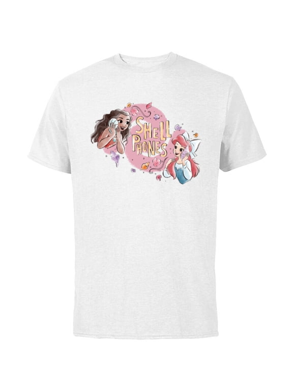 Princess Moana and Ariel Shell Phones - Short Sleeve Cotton T-Shirt for Adults - Customized-White