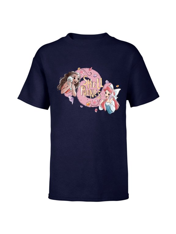 Princess Moana and Ariel Shell Phones - Short Sleeve T-Shirt for Kids - Customized-Navy