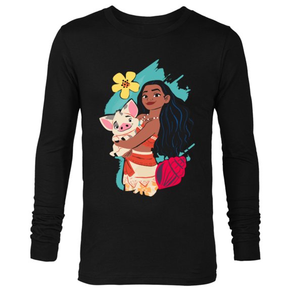 Disney Princess Moana and Pua Seashell - Long Sleeve T-Shirt for Men - Customized-Black