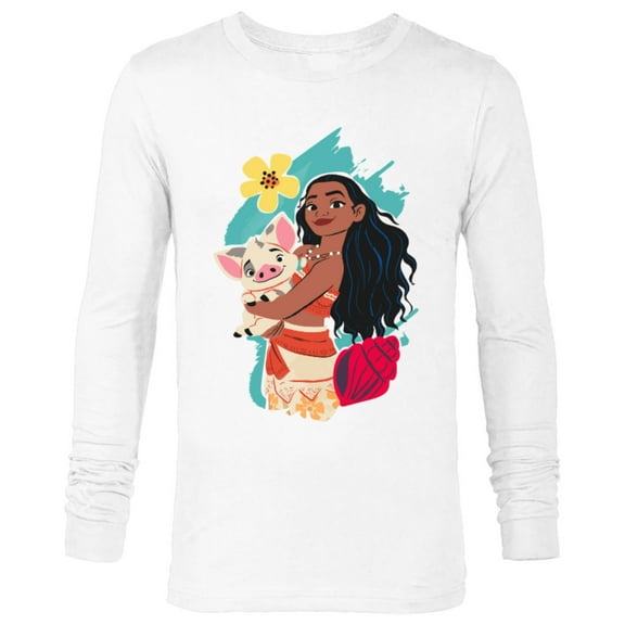 Disney Princess Moana and Pua Seashell - Long Sleeve T-Shirt for Men - Customized-White