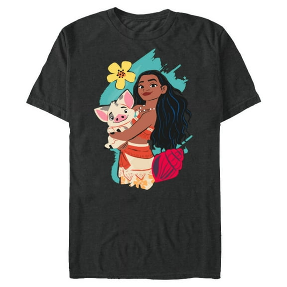 Disney Princess Moana and Pua Seashell - Short Sleeve Blended T-Shirt for Adults - Customized-Dark Heather