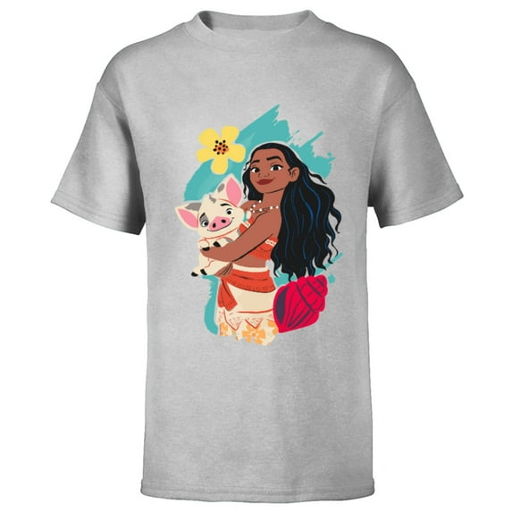 Disney Princess Moana and Pua Seashell - Short Sleeve T-Shirt for Kids - Customized-Athletic Heather