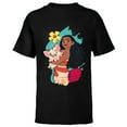 thumbnail image 1 of Disney Princess Moana and Pua Seashell - Short Sleeve T-Shirt for Kids - Customized-Black, 1 of 5
