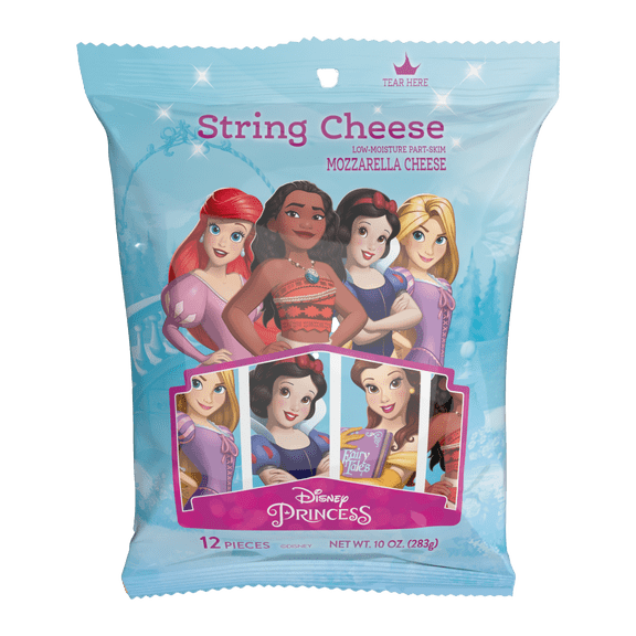 Disney Princess Part-Skim Mozzarella String Cheese Snack, 10 oz Bag, 12 Cheese Sticks