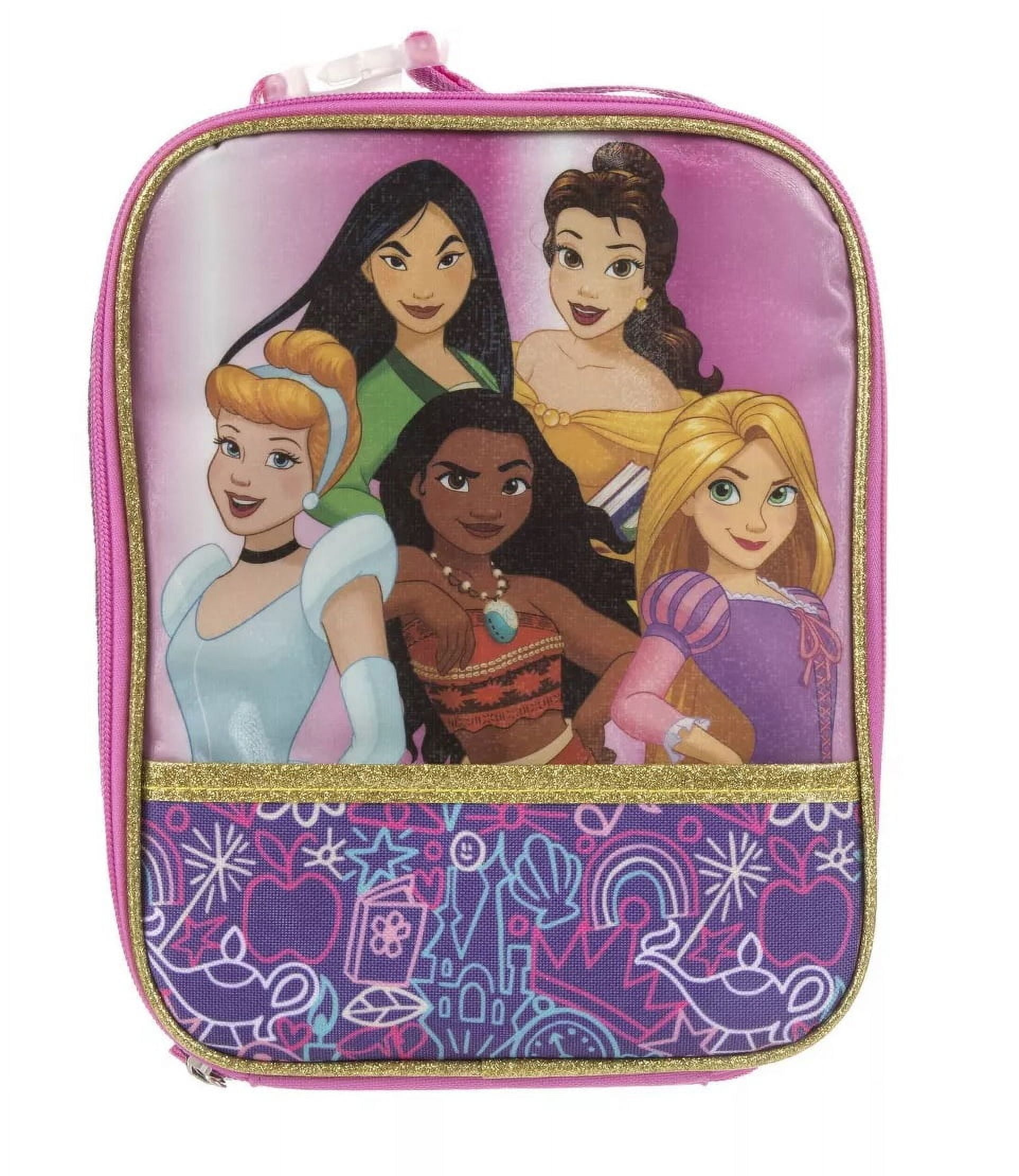 Disney Princess Mulan, Cinderella, Belle, Moana and Rapunzel Single Compartment Insulated Lunchbox