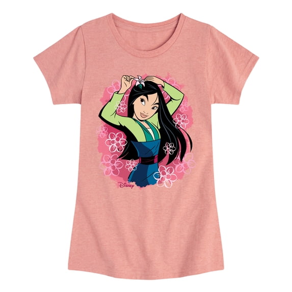 Disney Princess - Mulan Floral Watercolor Fitted Short Sleeve Graphic T-Shirt