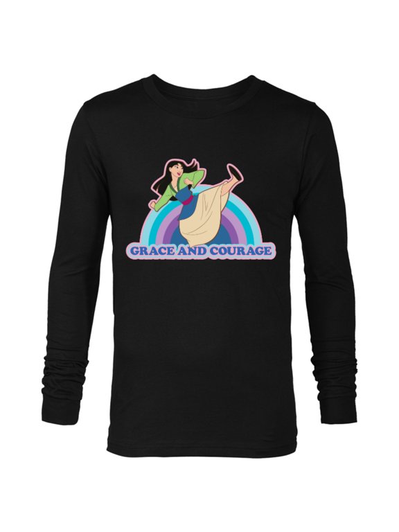 Princess Mulan Grace and Courage Retro - Long Sleeve T-Shirt for Men - Customized-Black