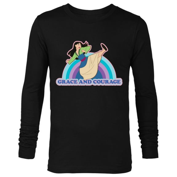 Disney Princess Mulan Grace and Courage Retro - Long Sleeve T-Shirt for Men - Customized-Black