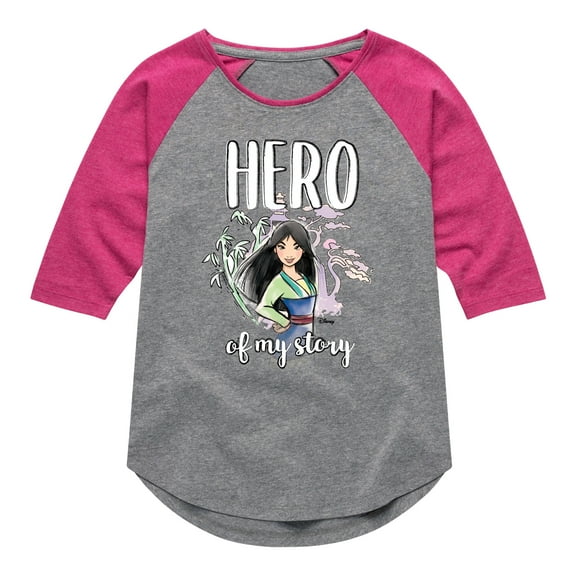 Disney Princess - Mulan Hero Of My Story - Toddler & Youth Girls Raglan Graphic T-Shirt