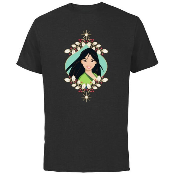 Disney Princess Mulan Holiday Standard - Short Sleeve Cotton T-Shirt for Adults - Customized-Black