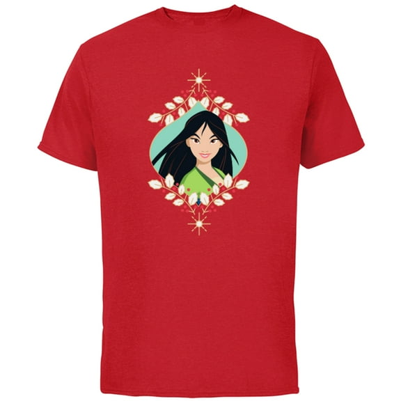 Disney Princess Mulan Holiday Standard - Short Sleeve Cotton T-Shirt for Adults - Customized-Red