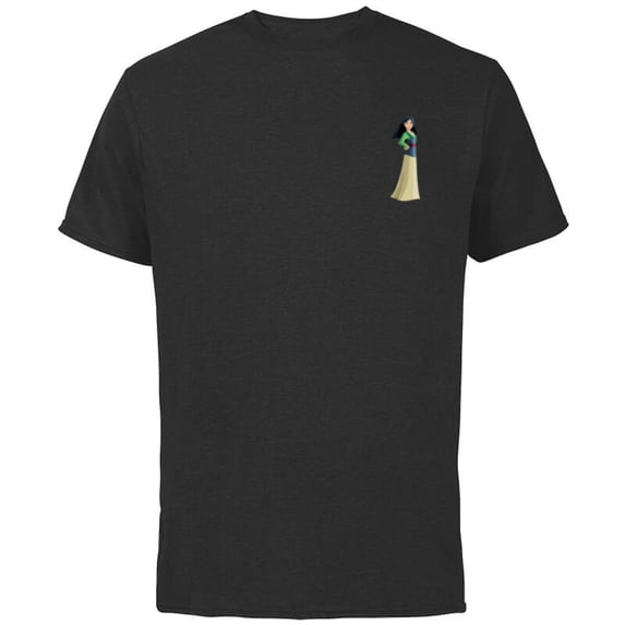 Disney Princess Mulan Small Print - Short Sleeve Cotton T-Shirt for Adults - Customized-Black